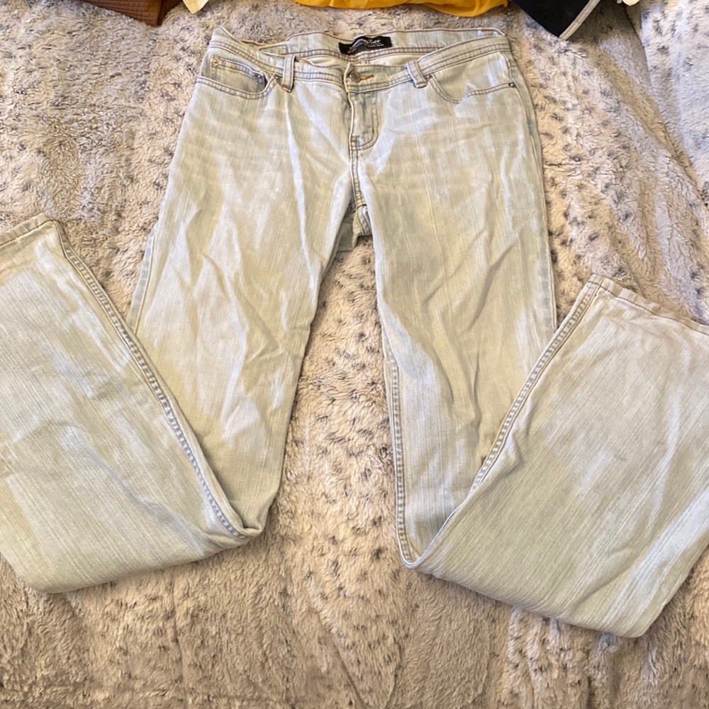 London Jean Size 8 Denim Flare Out Low Waisted Jeans